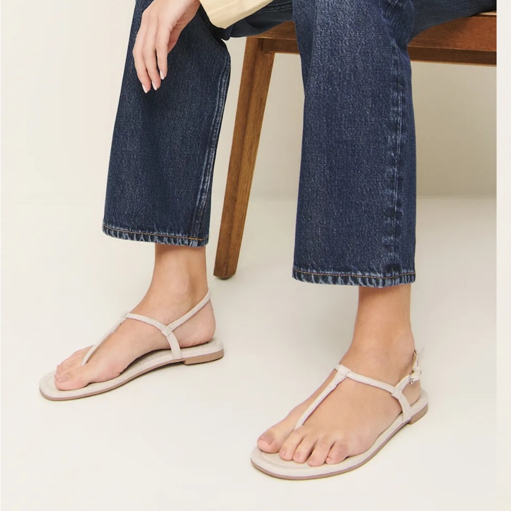 Reformation Thea Linen Sandals - Cream